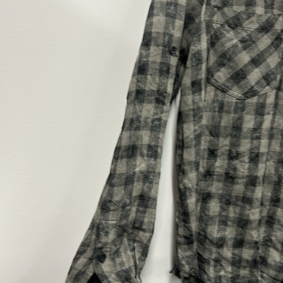 Cloth & Stone black and gray check plaid button down shirt M - Picture 5 of 8